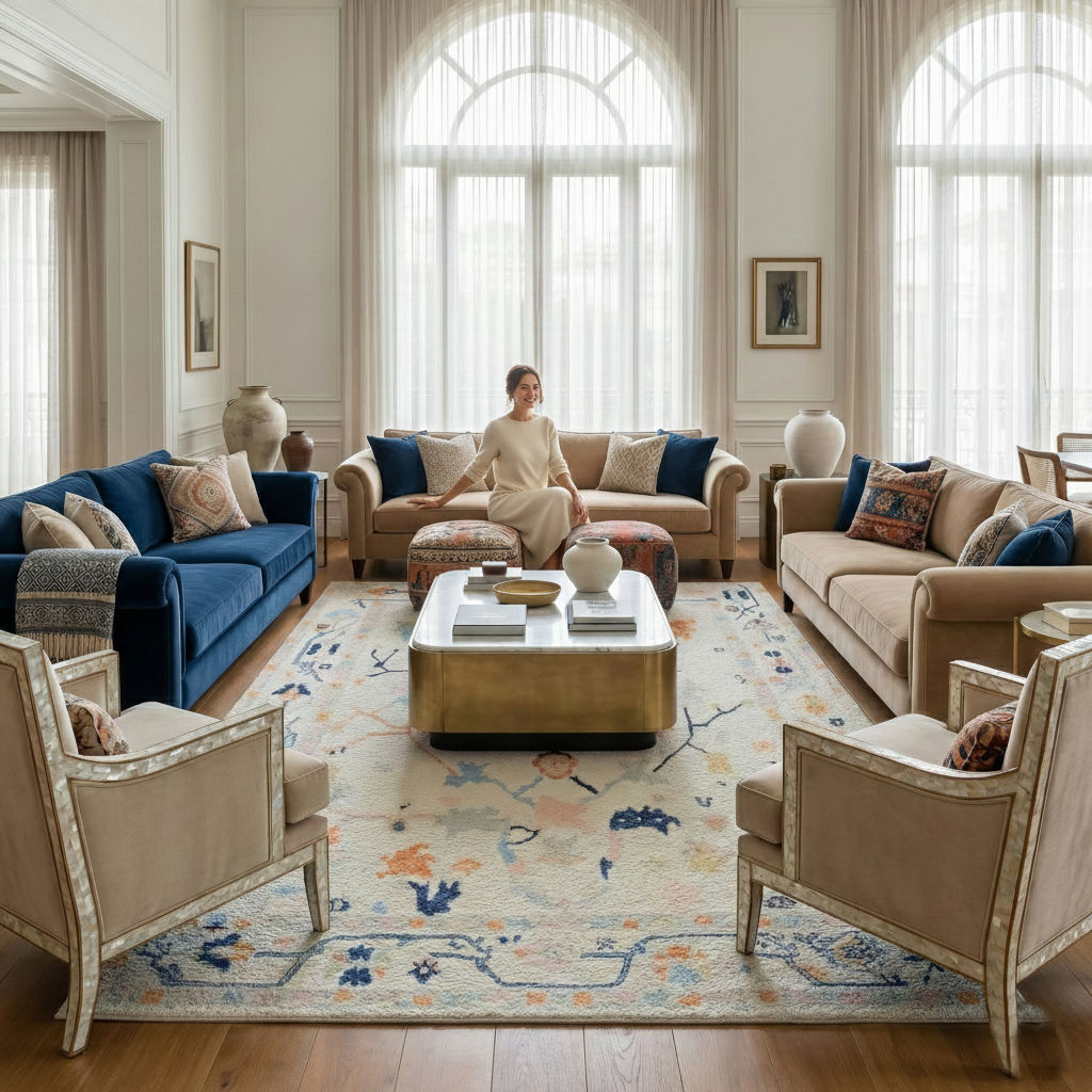 ELARAVIA - Hand Knotted Oushak Carpet
